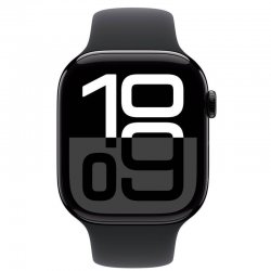 Apple Watch Series 10 Aluminium 42mm Αδιάβροχο με Παλμογράφο (Jet Black με Black Sport Band (S/M)