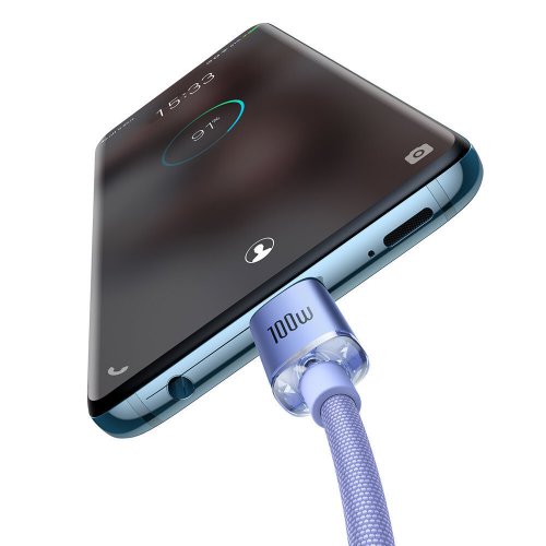 Baseus Crystal Shine Braided USB 2.0 Cable USB-C male - USB-C male 100W Μωβ 2m (CAJY000705)