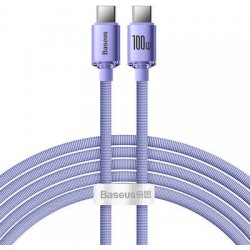 Baseus Crystal Shine Braided USB 2.0 Cable USB-C male - USB-C male 100W Μωβ 2m (CAJY000705)