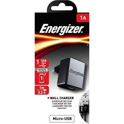 Energizer Wall Charger 1A - 1 USB Ports - MIcro Usb Cable 1m Black UK PLUG ACA1AEUCMC3