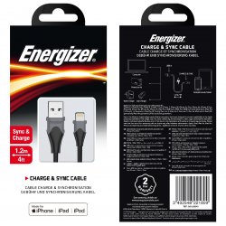 Energizer Charge and Sync Καλώδιο Usb to Lightning 1.2m Black