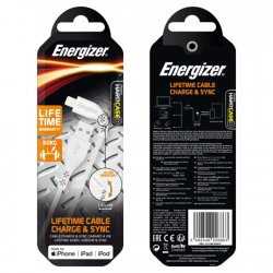 Energizer Charge and Sync Cable Usb to Lightning Usb 1.2m White
