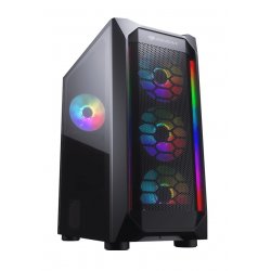 CC-COUGAR Case MX410 Mesh-G RGB Tempered Glass Middle ATX Black (4x120mm RGB fans preinstalled)