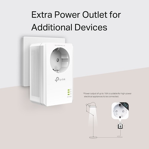 TP-LINK PA7017P AV1000 Powerline Διπλό για Ενσύρματη Σύνδεση με Passthrough Πρίζα και Θύρα Gigabit Ethernet