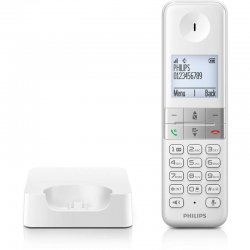 Philips D4701W/GRS Λευκό (Ελληνικό Μενού) Ασύρματο τηλέφωνο με ανοιχτή ακρόαση, φωτιζόμενη οθόνη & πληκτρ., φραγή κλήσεων και 50