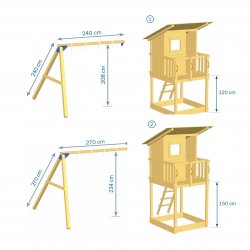 Ξύλινος πύργος Beach Hut με προέκταση Πύργος Beach Hut με ύψος τσουλήθρας 150εκ. και προέκταση