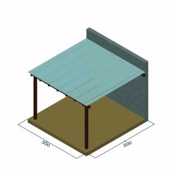 Πέργκολα με πολυκαρμπονικό απο τοίχο 300 x 300εκ.