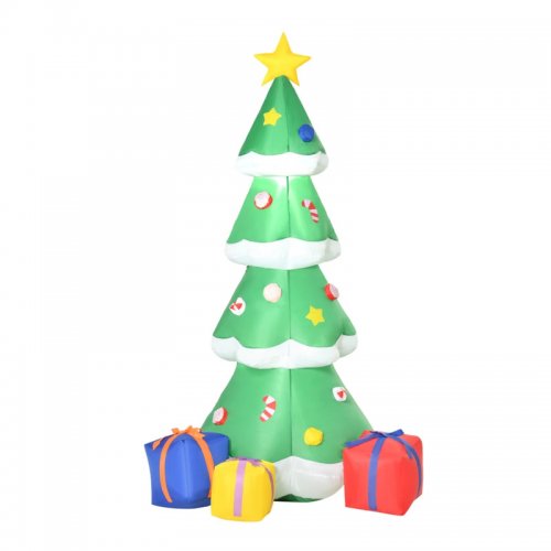 Φουσκωτό Χριστουγεννιάτικo Δέντρο 176 cm με 3 Δώρα και LED Φωτισμό HOMCOM 844-390V70