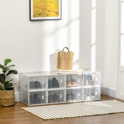 HOMCOM Αρθρωτό ντουλάπι παπουτσιών εξοικονόμησης χώρου για εσωτερικούς χώρους με οπές αερισμού, 8 κύβοι 28x36x21 cm σε πλαστικό