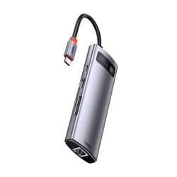 Baseus Metal Gleam Series 8-in-1 USB-C Docking Station Silver (CAHUB-CV0G) (BASCAHUB-CV0G)