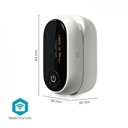 NEDIS Bluetooth smart παλμικό οξύμετρο με οθόνη OLED BTHOX10WT λευκό