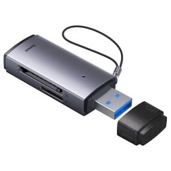 Baseus Lite Series SD/TF Memory Card Reader, USB Gray (WKQX060013) (BASWKQX060013)