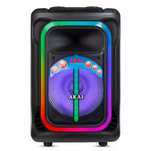 Akai ABTS-15 Pro Volcano Μαύρο φορητό Party speaker τρόλεϊ με Bluetooth, USB, SD, AUX, FM, LED, AWS με τηλεχειριστήριο, 2 ασ. μι