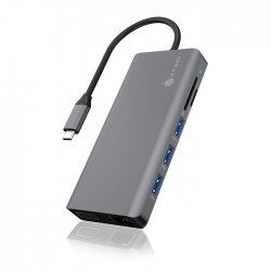 RaidSonic Icy Box IB-DK4070-CPD USB-C Docking Station με HDMI 4K PD Ethernet και συνδεση 3 Οθονών Ασημί