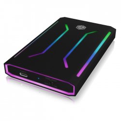 ICY BOX Εξωτερική RGB θήκη αλουμινίου για σκληρούς δίσκους HDD & SSD 2,5" SATA, με σύνδεση USB 3.1 Gen Type-C, μαύρο