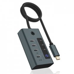 Icy Box USB 3.2 Hub 10 Θυρών με σύνδεση USB-A & Θύρα Φόρτισης Γκρι
