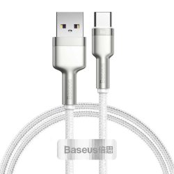 Baseus Cafule Series Braided USB 2.0 Cable USB-C male - USB-A male Λευκό 1m  (CAKF000102) (BASCAKF000102)
