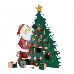 Χριστουγεννιάτικο Ξύλινο Advent Calendar Δέντρο με Άγιο Βασίλη 51 x 38 x 7 cm Bakaji 02831544