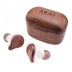 Akai BTE-W300ENC Bamboo ασύρματα ακουστικά με Bluetooth, handsfree, TWS, ENC και ΝΤC