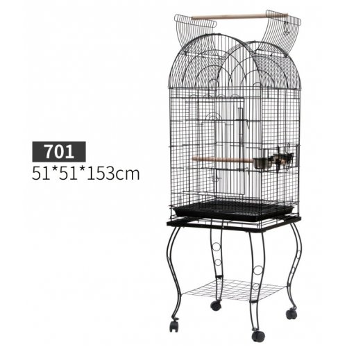PawHut Bird and Canary Cage, Aviary με Μαύρες Μεταλλικές ρόδες 51x51x153cm