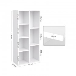 Ξύλινη Βιβλιοθήκη με 7 Ράφια 50 x 24 x 106 cm Χρώματος Λευκό VASAGLE LBC27WT