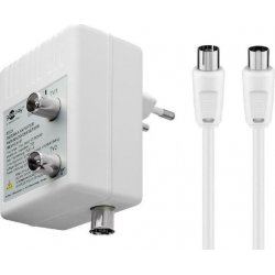 Goobay 67226 Ενισχυτής Γραμμής για 2 συσκευές, DVB-T DVB-T2 DVB-C, λευκός