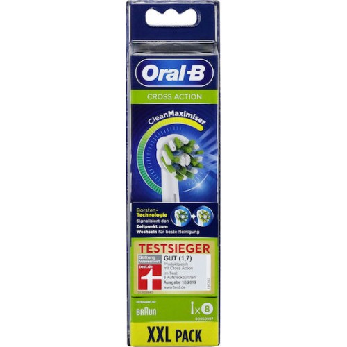 Oral-B CrossAction CleanMaximizer Ανταλλακτικές Κεφαλές για Ηλεκτρική Οδοντόβουρτσα XXL Pack 8τμχ