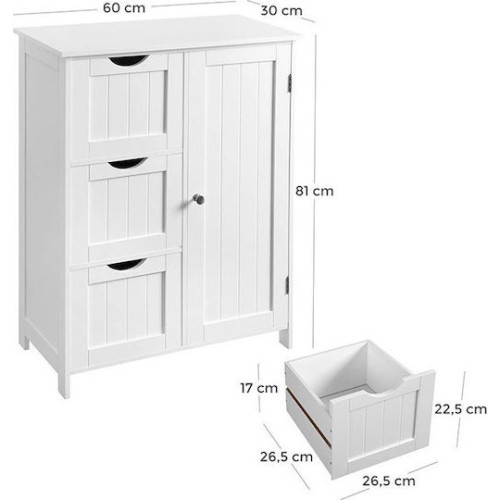 Vasagle Ντουλάπι Μπάνιου 60x30x81cm ΛευκόΚωδικός: BBC49WT