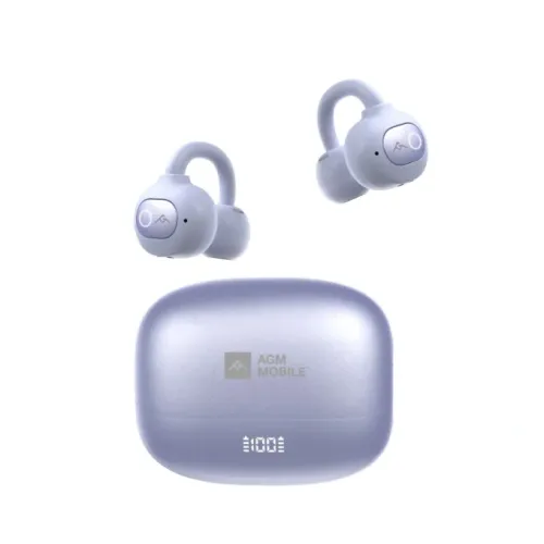 AGM Open Buds 1 – Open-Ear Ακουστικά Bluetooth 5.4 με ANC & LED Display, IPX4, Μωβ