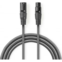 Nedis COTH15010GY30 Γκρι Kαλώδιο ήχου 3pin XLR θηλ. σε 3pin XLR αρσ, 3.0m