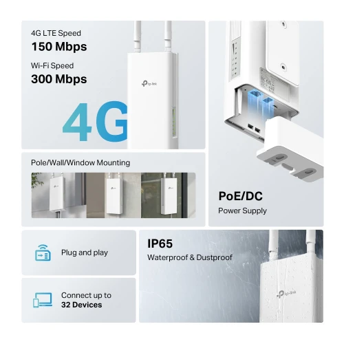 TP-Link 300Mbps Wireless N 4G LTE Outdoor Router (TL-MR100-OUTDOOR) (TPTL-MR100OUTDOOR)