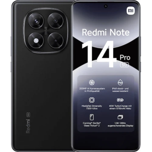 Xiaomi Redmi Note 14 Pro 5G Dual SIM (8GB/256GB) Midnight Black