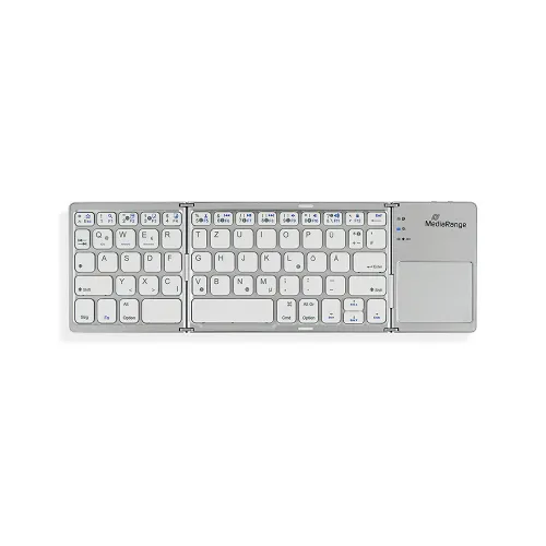 MediaRange Fordable and Rechargeable Bluetooth keyboard 64 keys with touchpad Silver (MROS133-GR)