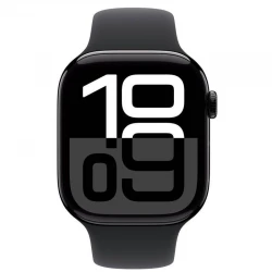 Apple Watch Series 10 Aluminium 46mm Αδιάβροχο με Παλμογράφο - Jet Black με Black Sport Band (M/L)