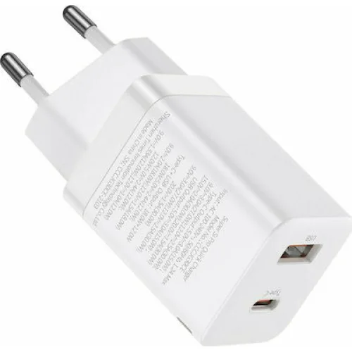 Baseus Φορτιστής Χωρίς Καλώδιο με Θύρα USB-A και Θύρα USB-C 30W Power Delivery Λευκός (Super Si Pro)