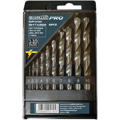 BORMANN Pro BHT4822 Σετ Τρυπάνια HSS-Co M35 10pcs 1-10mm