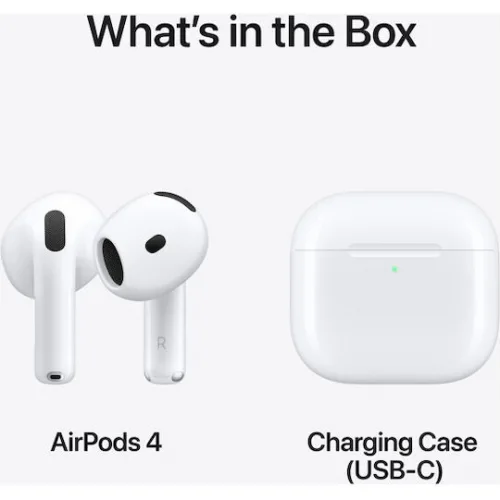 Apple AirPods 4 Earbud Bluetooth Handsfree Ακουστικά με Αντοχή στον Ιδρώτα και Θήκη Φόρτισης Λευκά