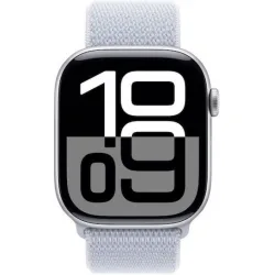 Apple Watch Series 10 Aluminium 46mm Αδιάβροχο με Παλμογράφο (Silver με Blue Cloud Sport Loop)