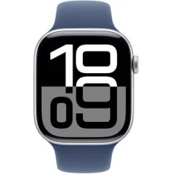 Apple Watch Series 10 Aluminium 42mm Αδιάβροχο με Παλμογράφο (Silver με Denim Sport Band (S/M))