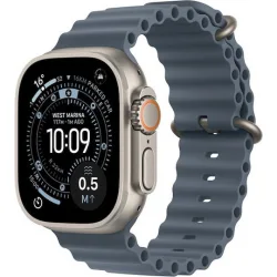 Apple Watch Ultra 3 Titanium 49mm Αδιάβροχο με eSIM και Παλμογράφο (Natural Titanium Case with Anchor Blue Ocean Band)