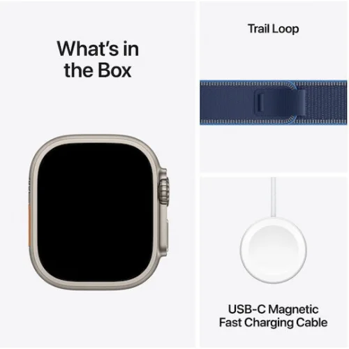 Apple Watch Ultra 3 Titanium 49mm Αδιάβροχο με eSIM και Παλμογράφο (Natural Titanium Case with Blue/Bright Blue Trail Loop - M/L)