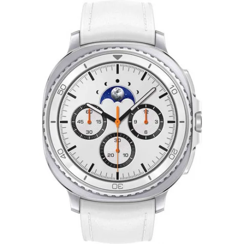 Samsung Galaxy Watch8 Classic Stainless Steel 46mm Αδιάβροχο με Παλμογράφο (Λευκό)