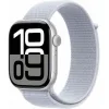 Apple Watch Series 10 Aluminium 46mm Αδιάβροχο με Παλμογράφο (Silver με Blue Cloud Sport Loop)