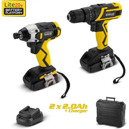 Bormann BCD2610 Σετ Δραπανοκατσάβιδο & Κατσαβίδι 20V με 2 Μπαταρίες 2Ah και Θήκη