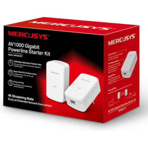 Mercusys MP500 KIT v1 Powerline Διπλού Kit για Ενσύρματη Σύνδεση και 2 Θύρες Gigabit Ethernet