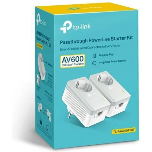 TP-LINK TL-PA4010PKIT v2.3 Powerline Διπλό για Ενσύρματη Σύνδεση με Passthrough Πρίζα και Θύρα Ethernet