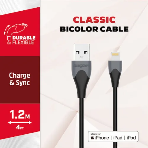 Energizer Regular USB to Lightning Cable Μαύρο 1.2m (C61LIGBK4)