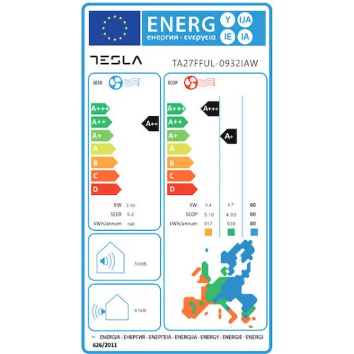 Tesla Select Κλιματιστικό Inverter 9000 BTU A++/A+ με WiFi