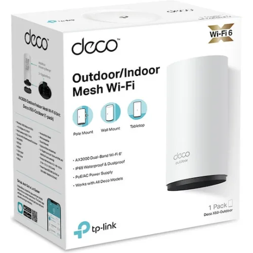 TP-LINK Deco X50-Outdoor v1 WiFi Mesh Network Access Point Wi‑Fi 6 Dual Band (2.4 & 5GHz) για Εξωτερική τοποθέτηση Λευκό