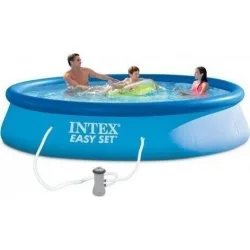 Intex Easy Set Στρογγυλή Πισίνα PVC Φουσκωτή 396x84εκ. Γαλάζια